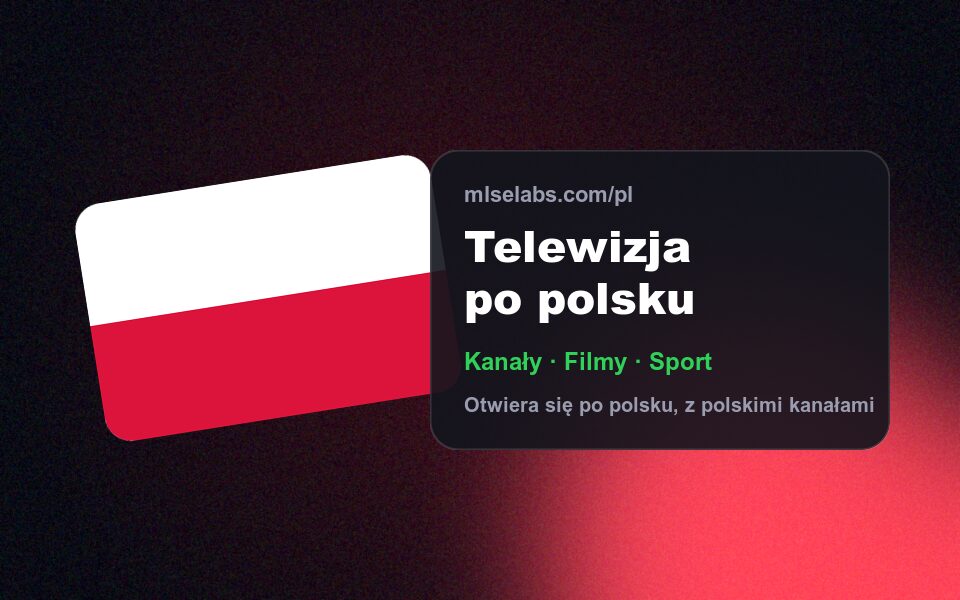 A Polish flag beside a guide card that reads Telewizja po polsku